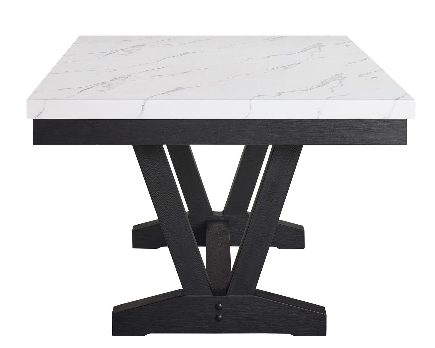 Vance White/Black Faux Marble Dining Table from Crown Mark - Luna Furniture