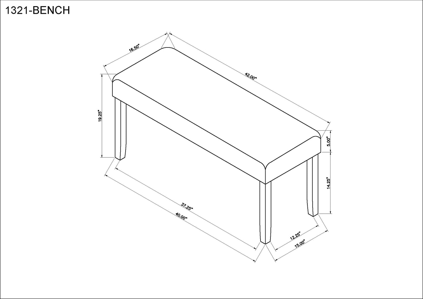 Dune Light Gray Bench from Crown Mark - Luna Furniture