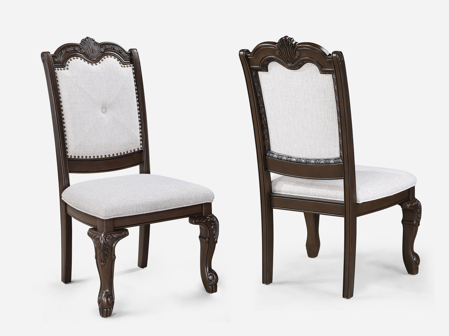 Kiera Coffee Brown / Beige Side Chair, Set of 2 from Crown Mark - Luna Furniture