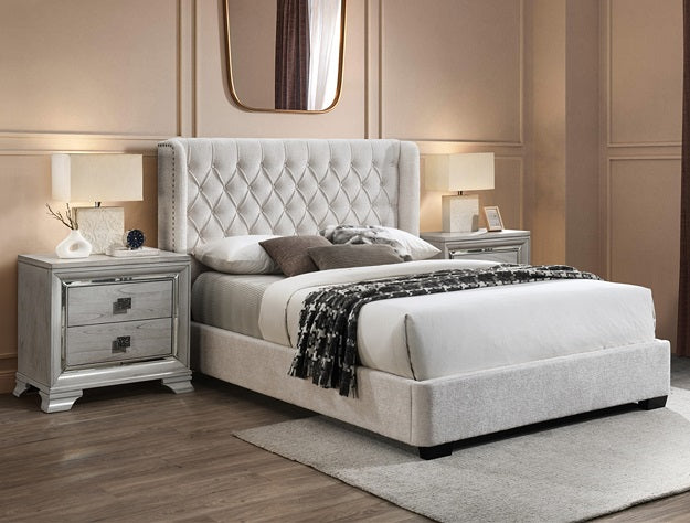 Ivory Linen Tufted Bed frame