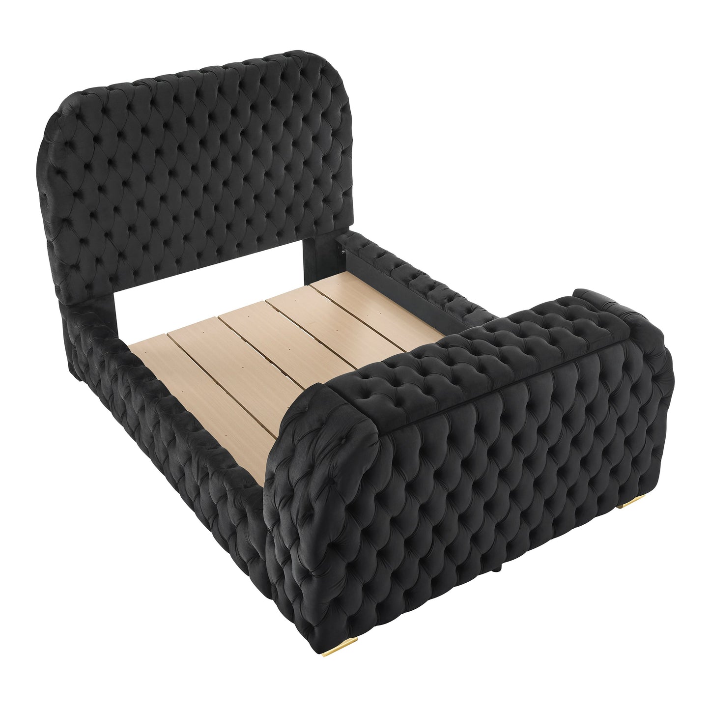 Natalia Black Queen Upholstered Fireplace Bed with TV Lift from Crown Mark - Luna Furniture