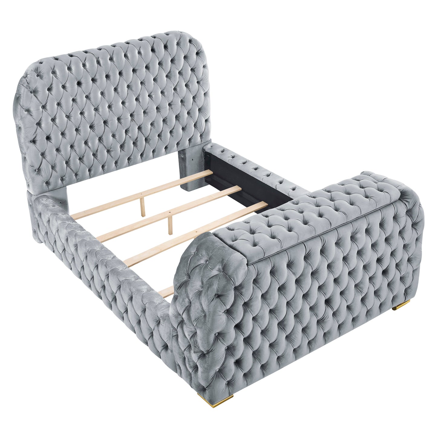 Natalia Gray King Upholstered Fireplace Bed with TV Lift from Crown Mark - Luna Furniture