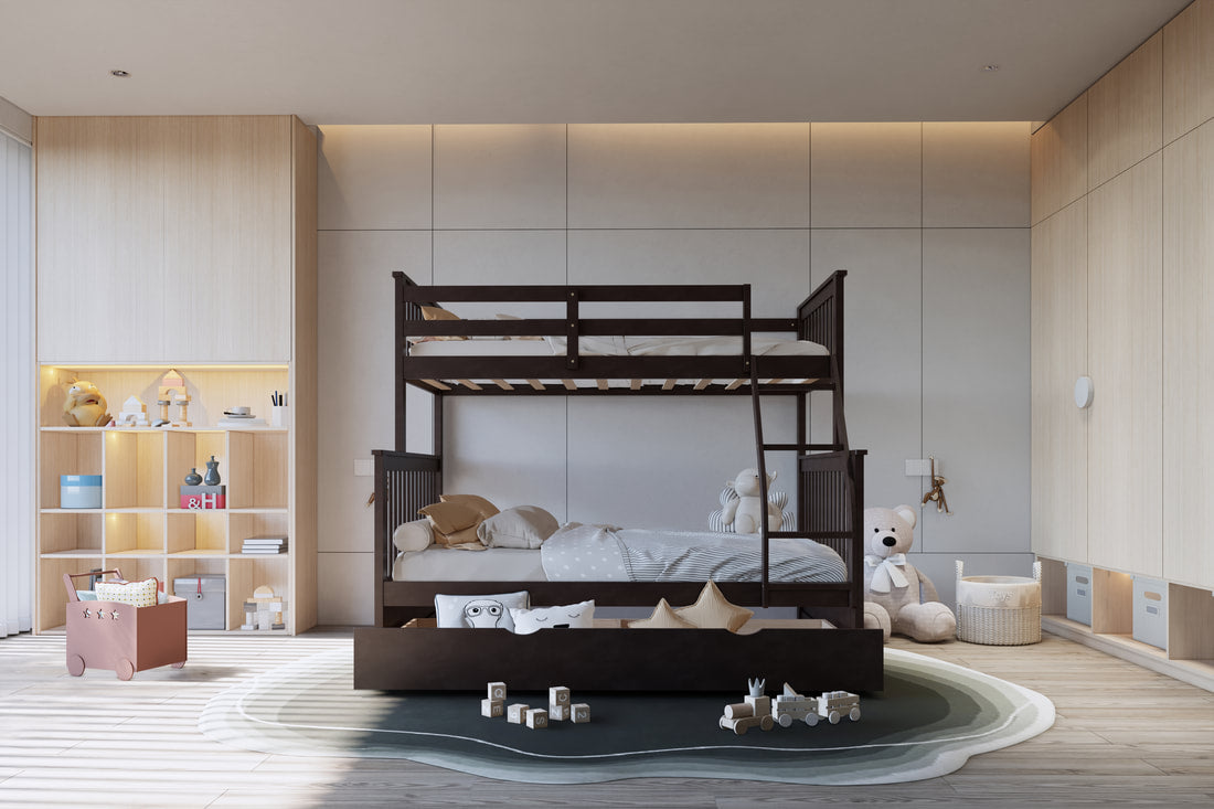 Bunk Bed Twin/Full Bunk Bed w/Twin Trundle Espresso