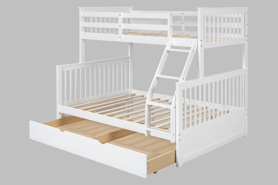 Bunk Bed Twin/Full Bunk Bed w/Twin Trundle White