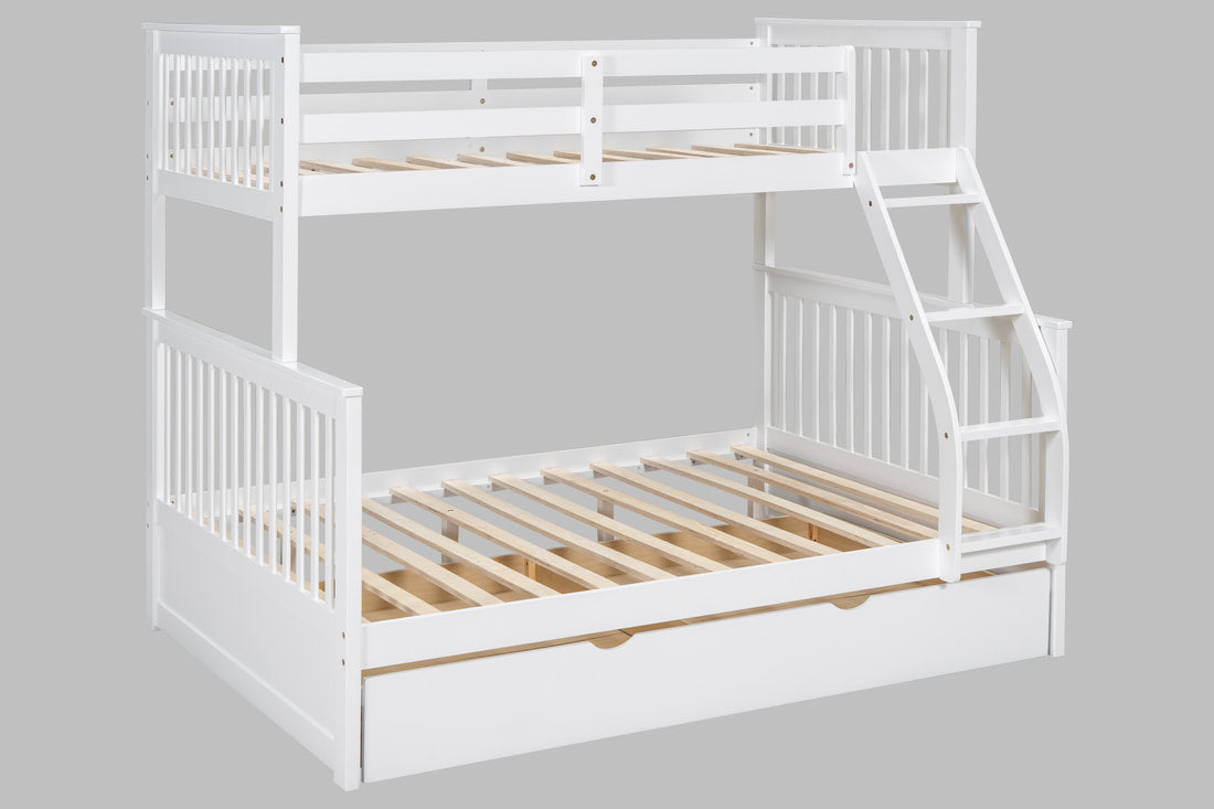Bunk Bed Twin/Full Bunk Bed w/Twin Trundle White