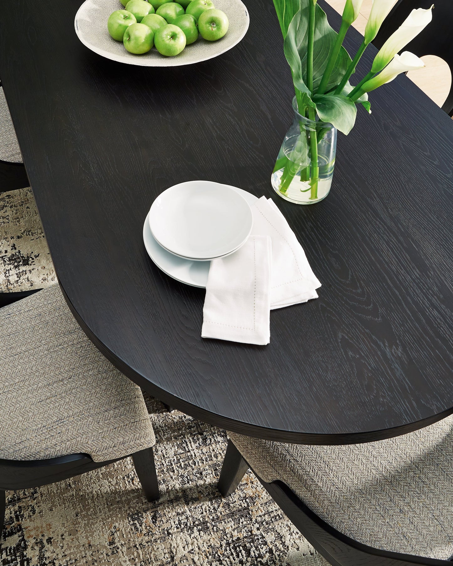 Rowanbeck Dining Table and 6 Chairs in Black from Ashley - Luna Furniture
