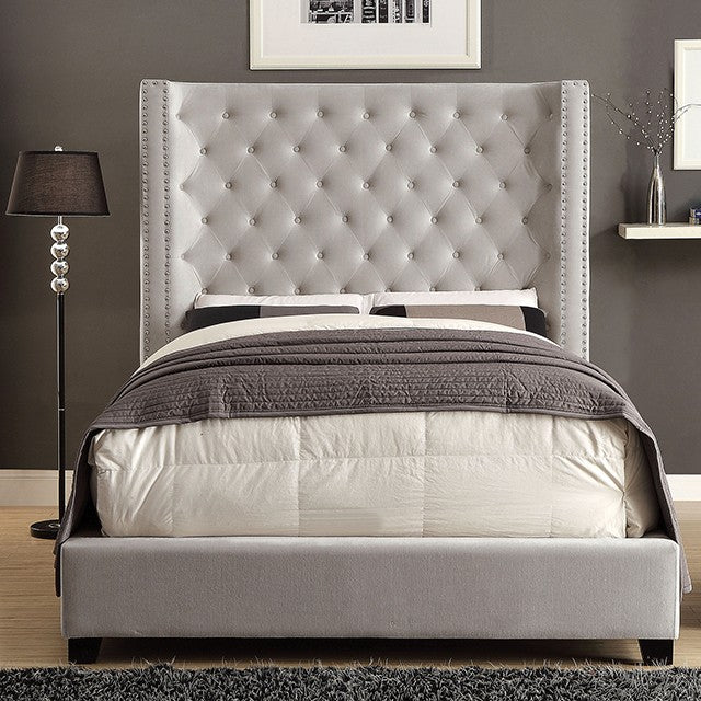 Rosabelle Ivory Tufted Bed Frame Queen, King