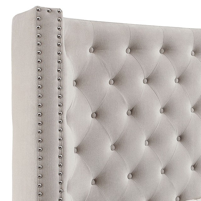 Rosabelle Ivory Tufted Bed Frame Queen, King