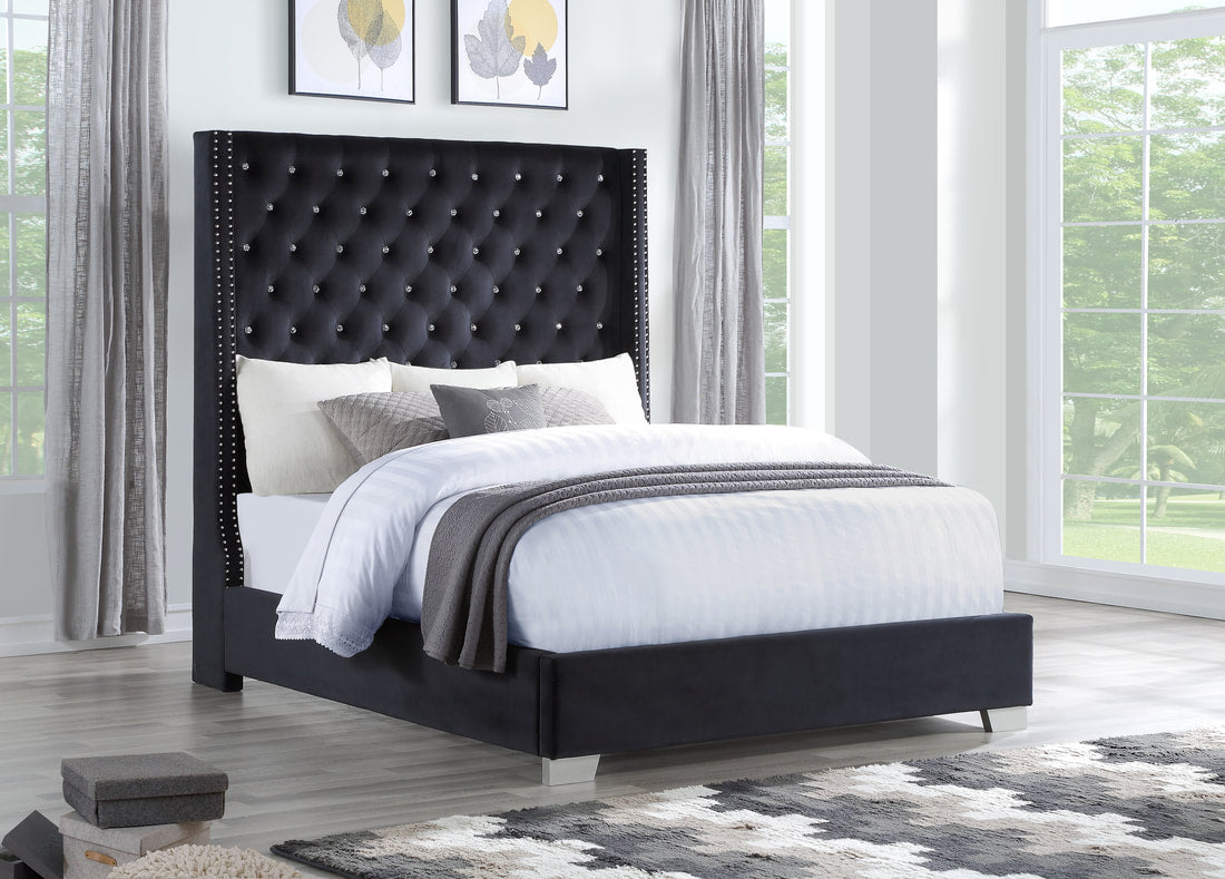Diamond Black Tufted Bed Frame 6Ft - Queen,King