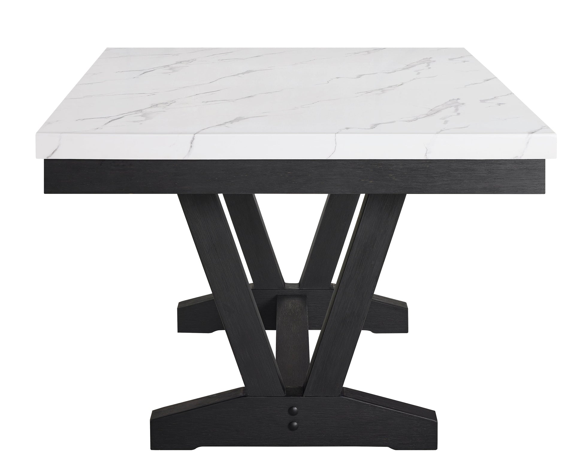 Vance White/Black Faux Marble Dining Table from Crown Mark - Luna Furniture