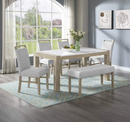 Dune Light Gray Genuine Marble Dining Table from Crown Mark - Luna Furniture