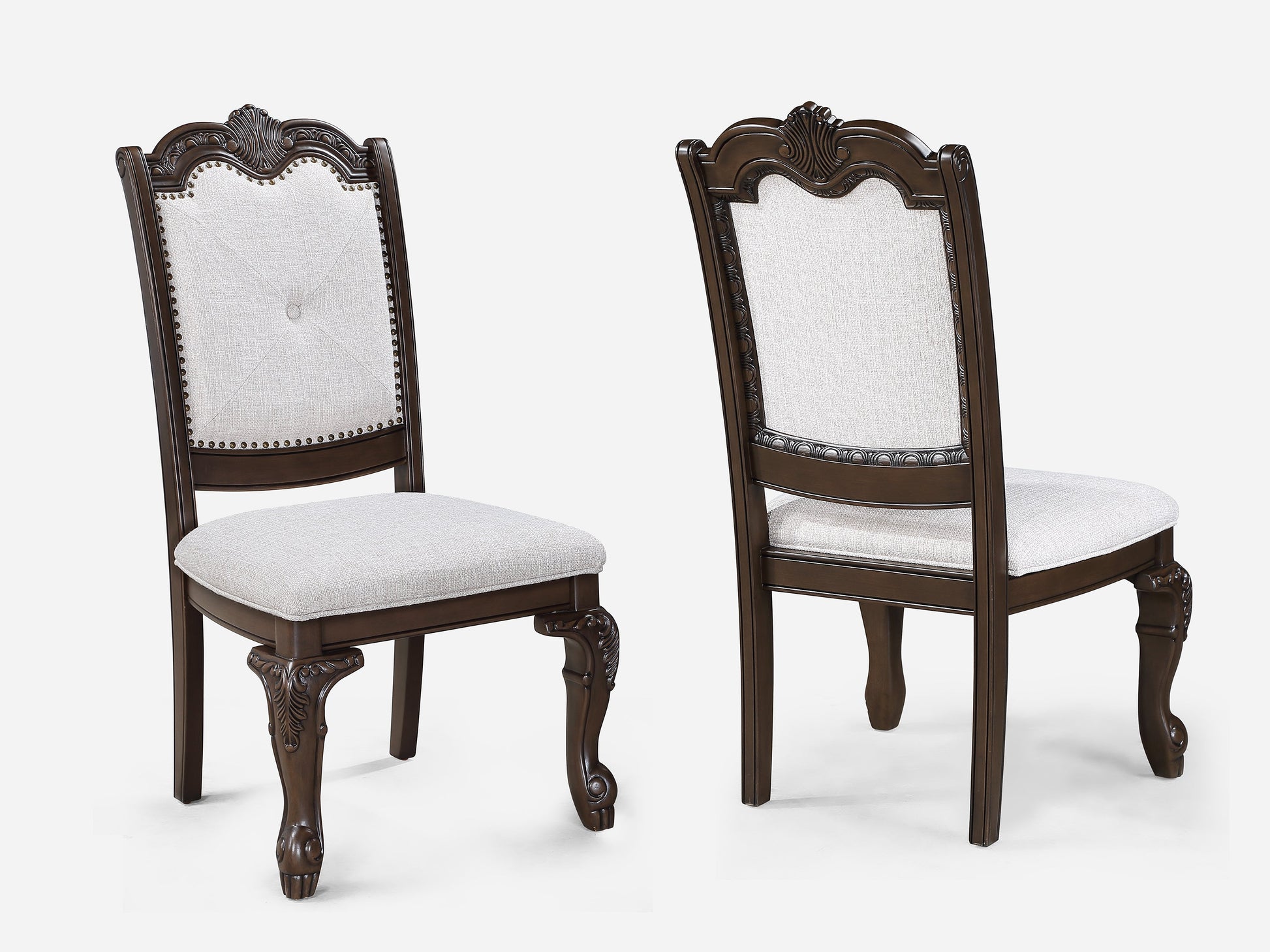 Kiera Coffee Brown / Beige Side Chair, Set of 2 from Crown Mark - Luna Furniture