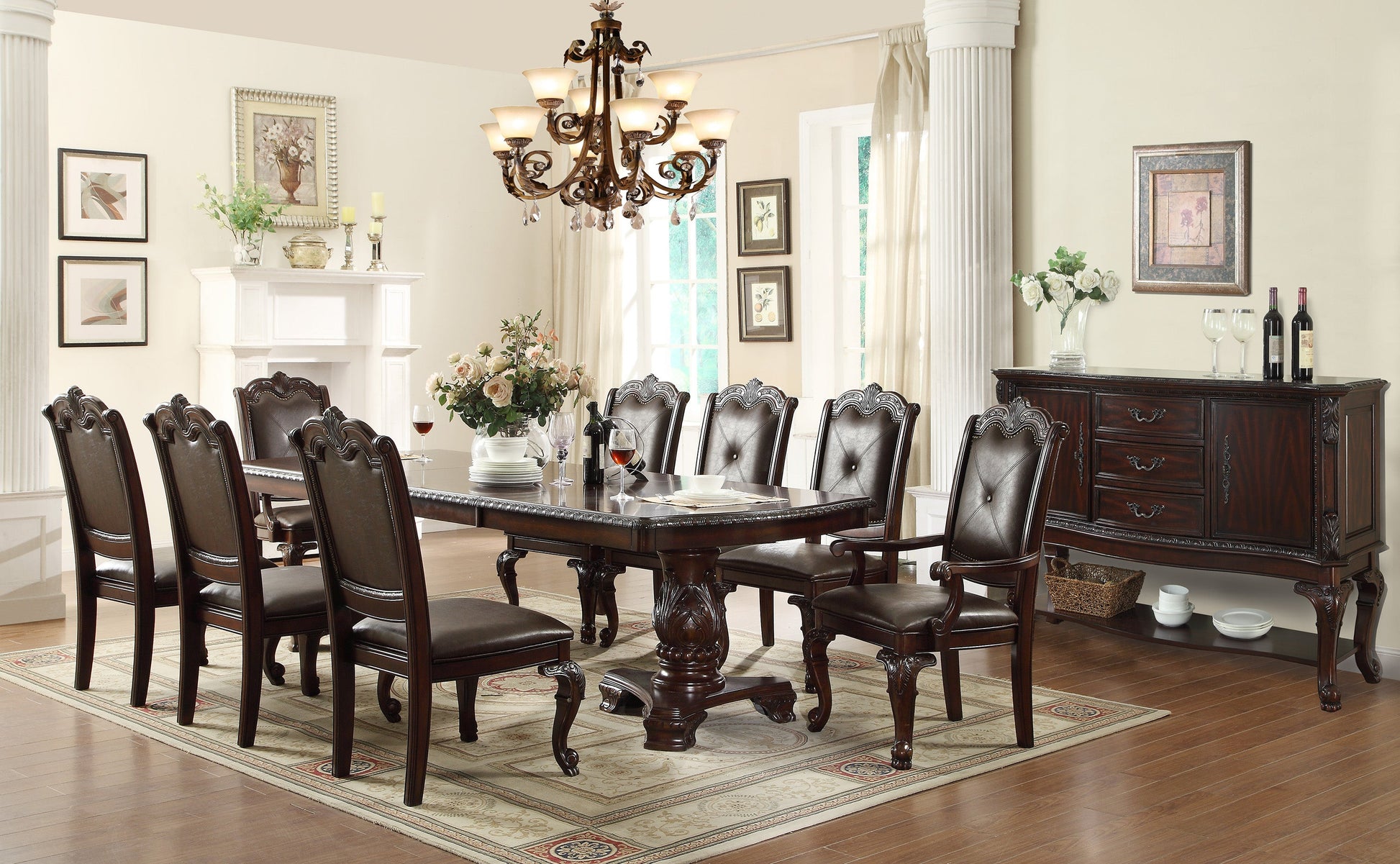 Kiera Brown Formal Extendable Dining Set from Crown Mark - Luna Furniture