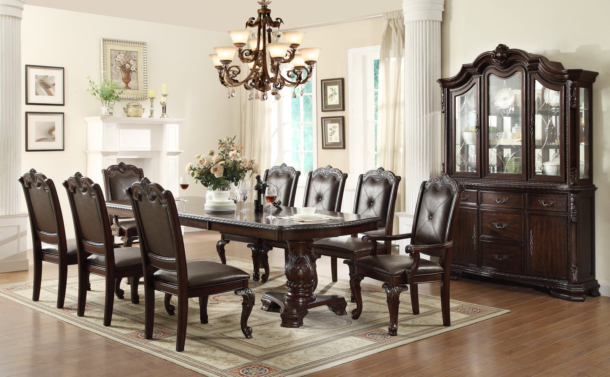 Kiera Brown Formal Extendable Dining Set from Crown Mark - Luna Furniture