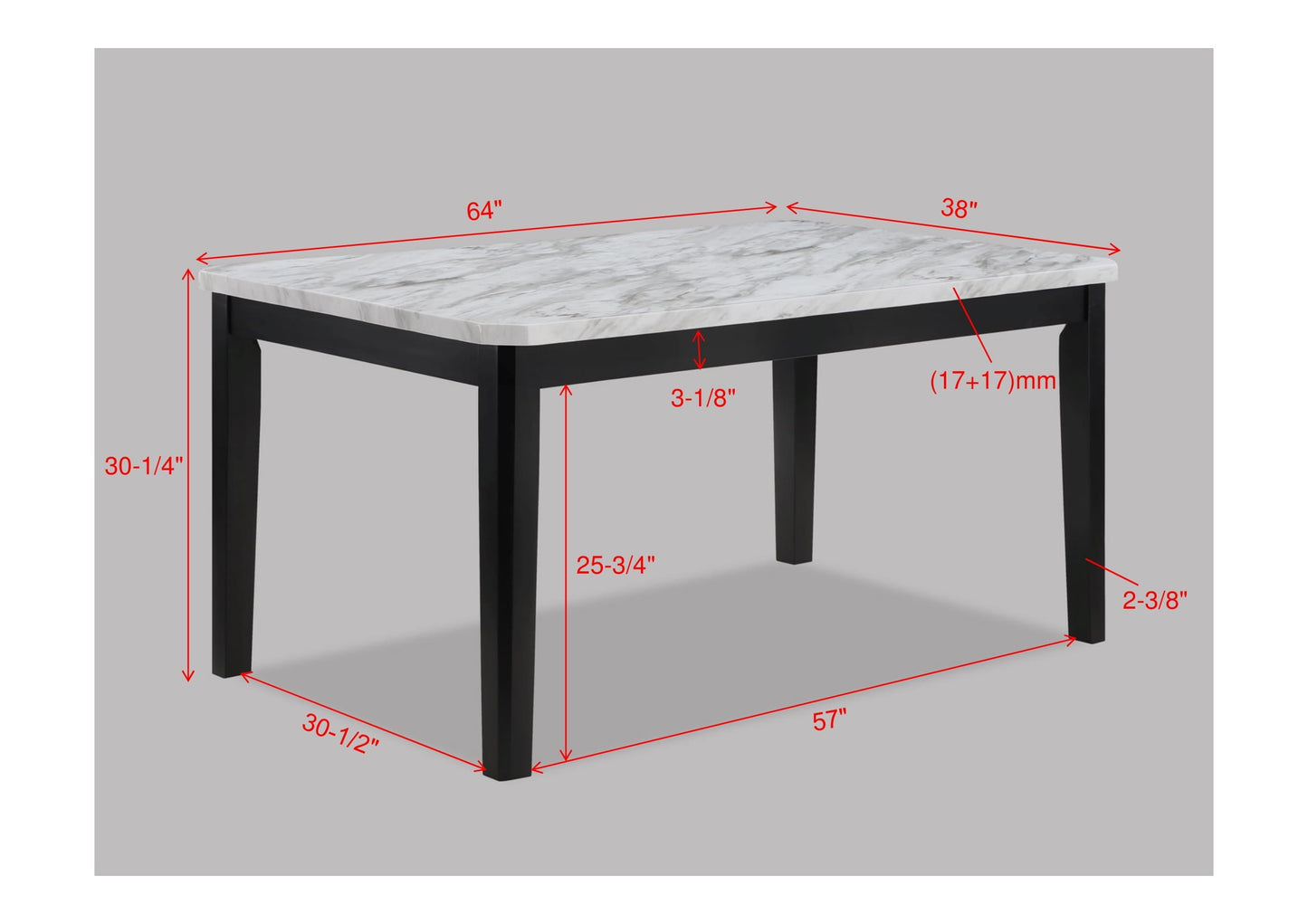 Pascal Black/Gray Marble-Top Dining Set from Crown Mark - Luna Furniture