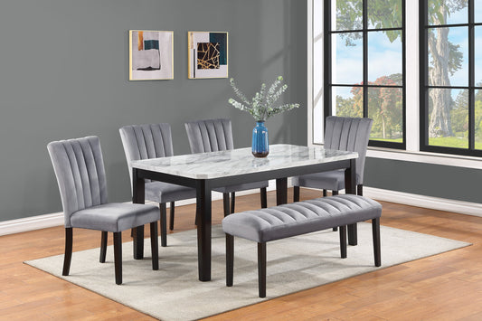 Pascal Black/Gray Marble-Top Dining Set from Crown Mark - Luna Furniture