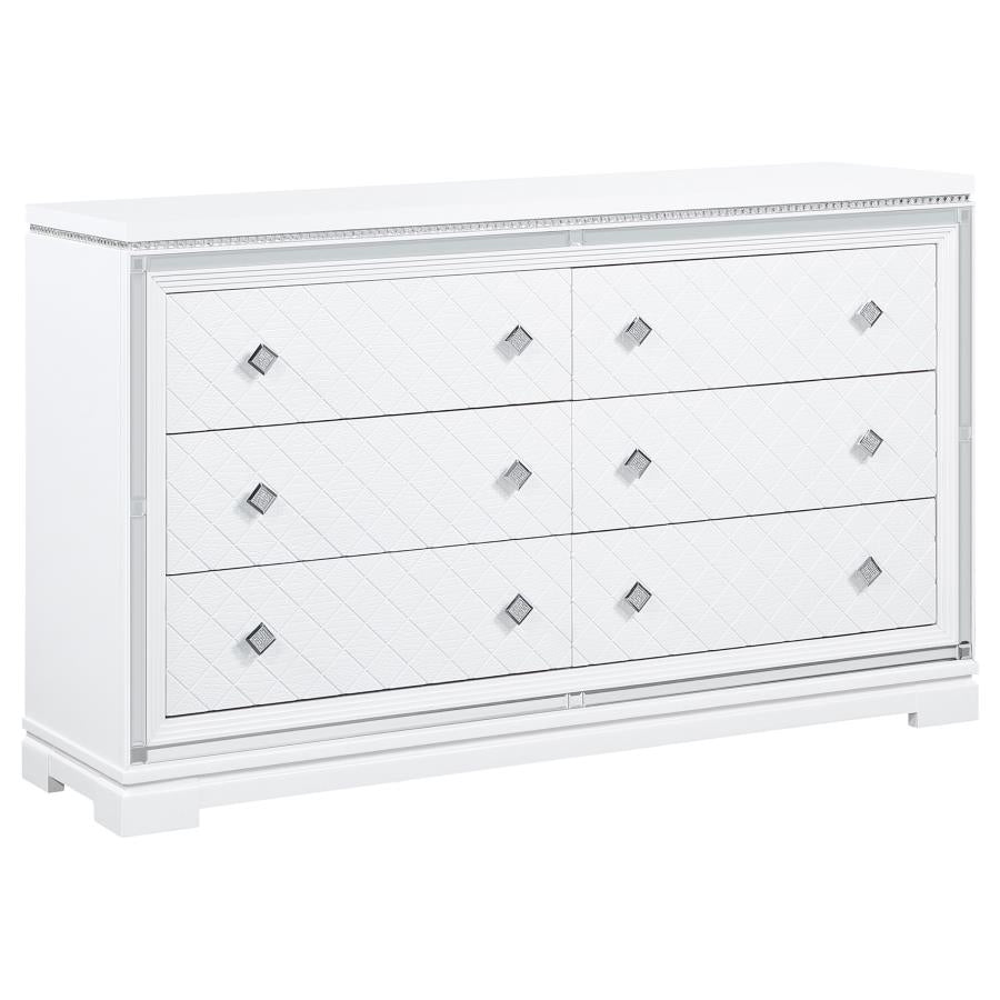 Eleanor 6-drawer Dresser with Mirror White