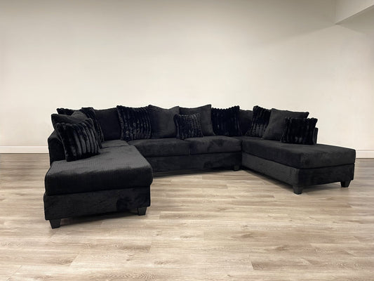 Double Chaise Sectional Black