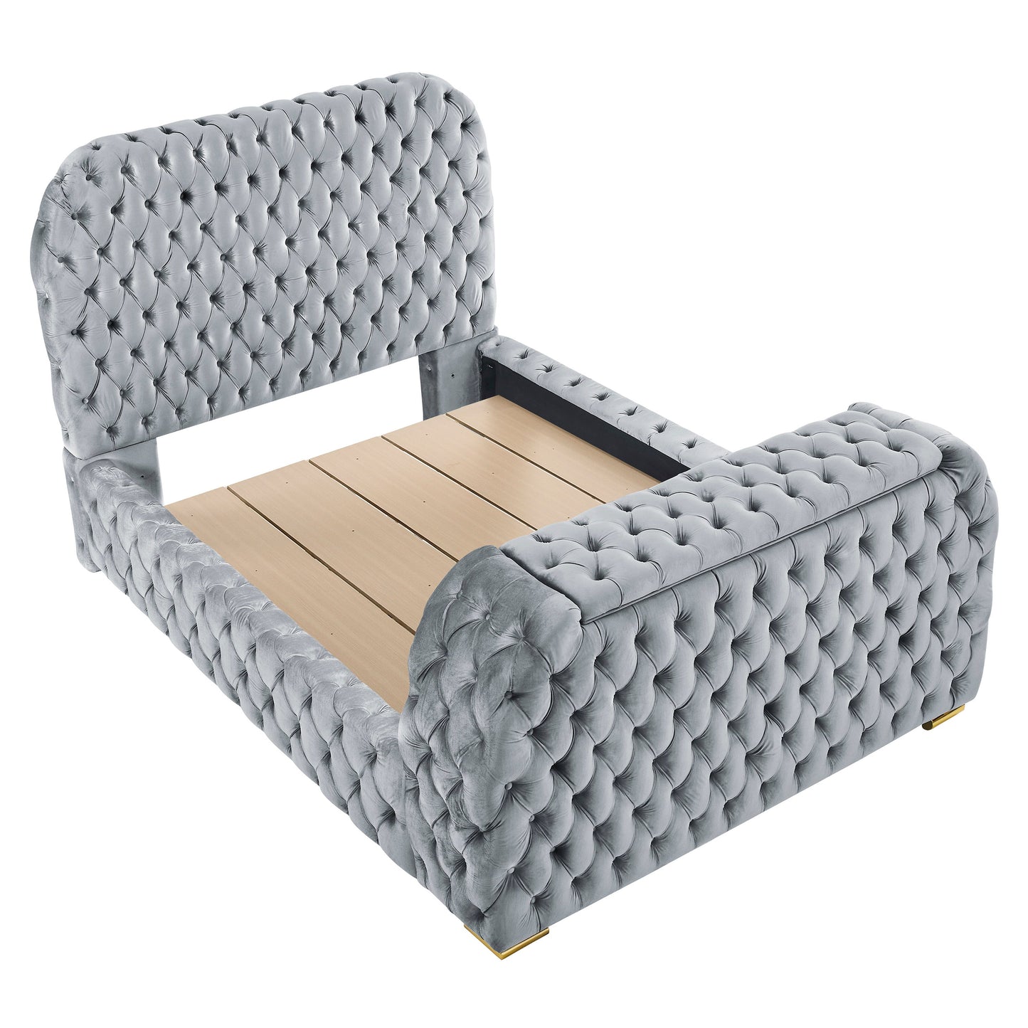 Natalia Gray King Upholstered Fireplace Bed with TV Lift from Crown Mark - Luna Furniture