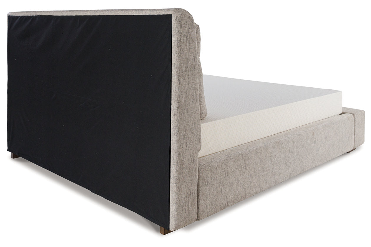 Cabalynn Light Brown King Upholstered Platform Bed from Ashley - Luna Furniture