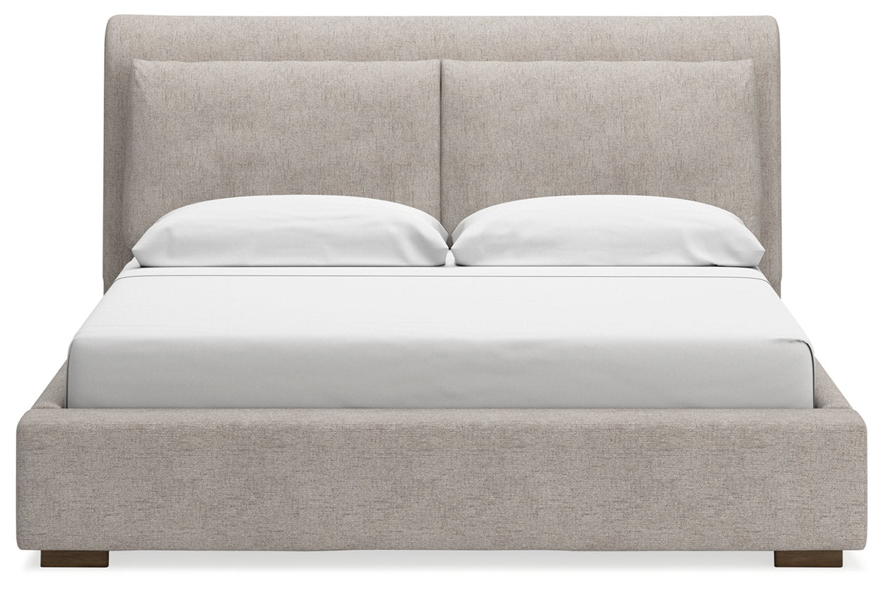 Cabalynn Light Brown King Upholstered Platform Bed from Ashley - Luna Furniture