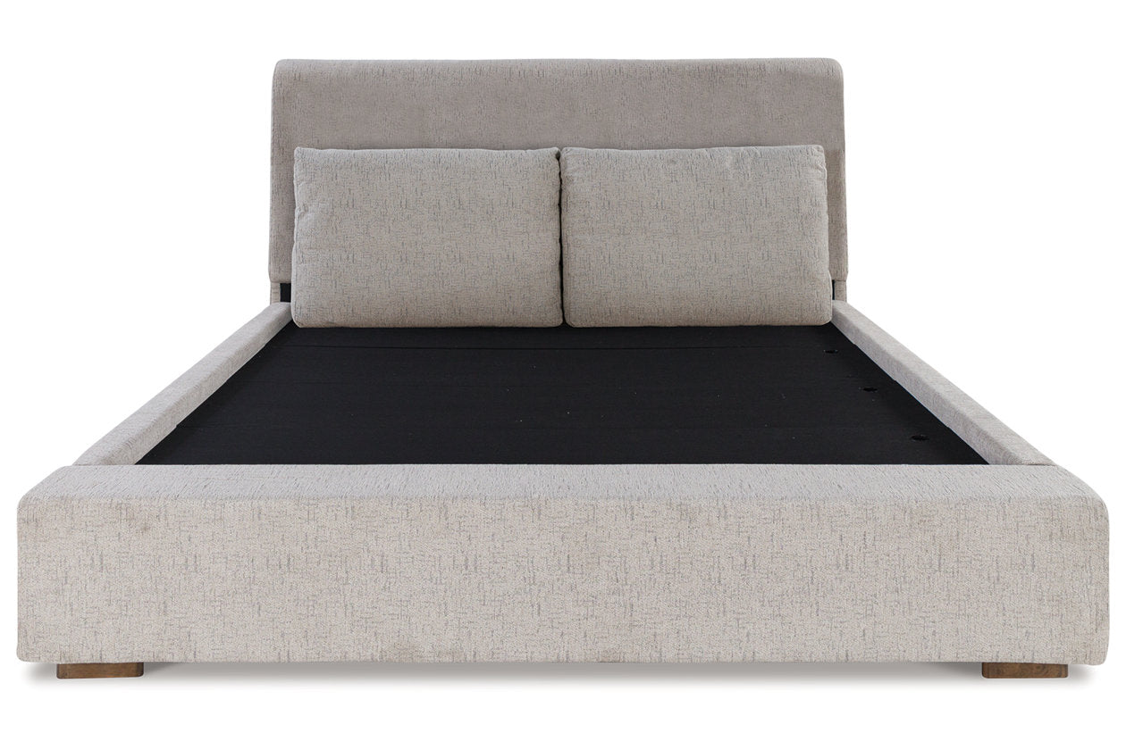 Cabalynn Light Brown King Upholstered Platform Bed from Ashley - Luna Furniture