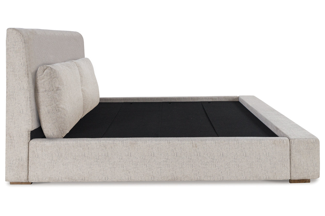 Cabalynn Light Brown King Upholstered Platform Bed from Ashley - Luna Furniture