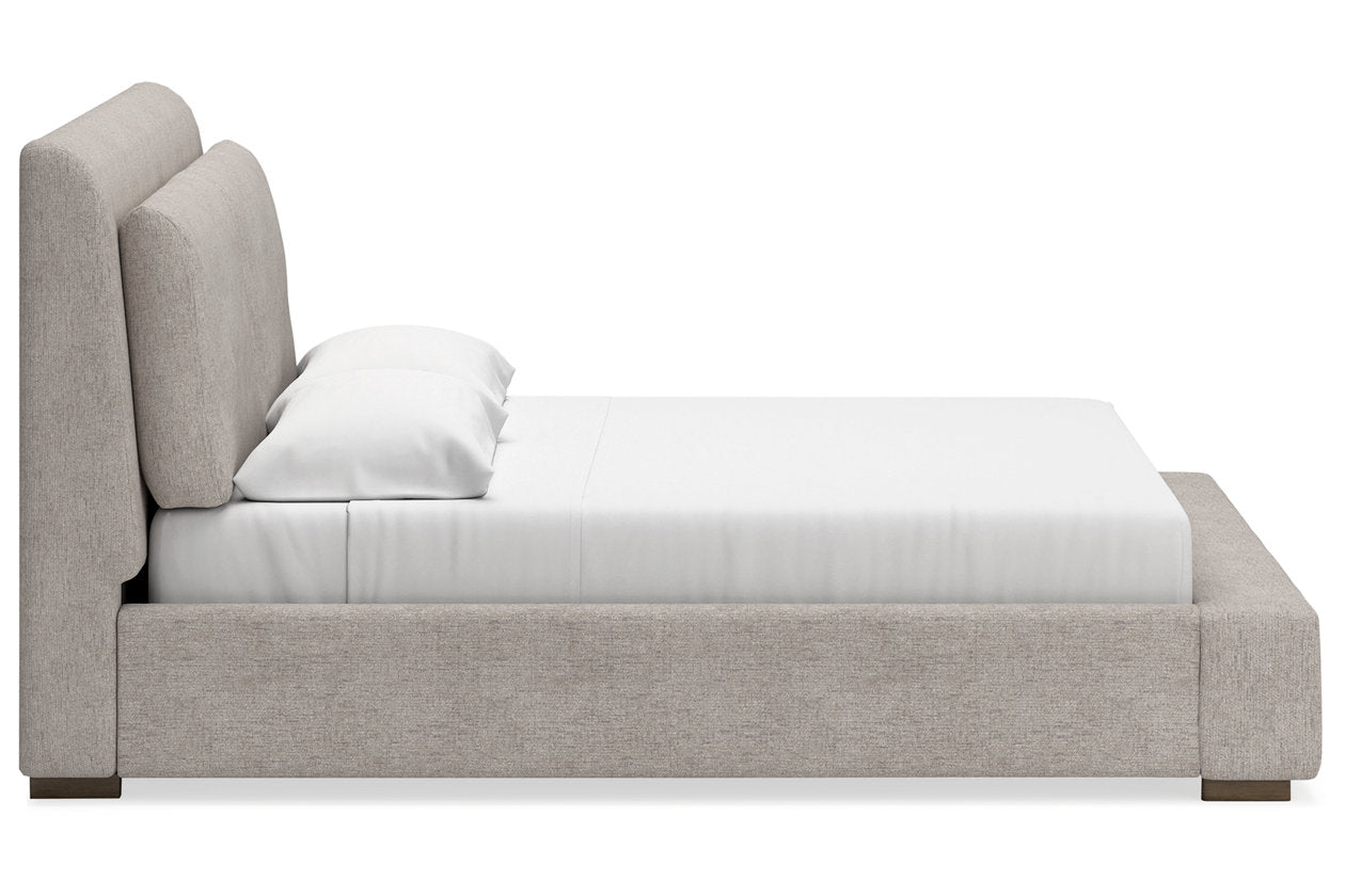Cabalynn Light Brown King Upholstered Platform Bed from Ashley - Luna Furniture
