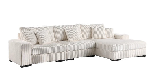 Corduroy 3 Piece Sectional Ivory
