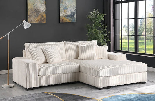 Corduroy 2 Piece Sectional Ivory