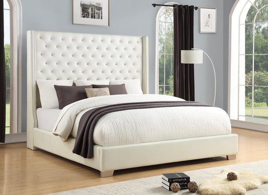 Diamond White Leather Like Tufted Bed Frame 6Ft - Queen,King