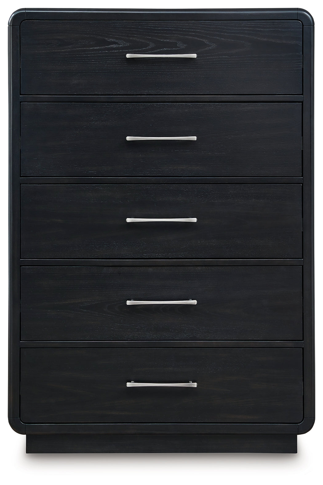 Rowanbeck Queen Upholstered Panel Bed with Mirrored Dresser, Chest and Nightstand in Gray/Black from Ashley - Luna Furniture