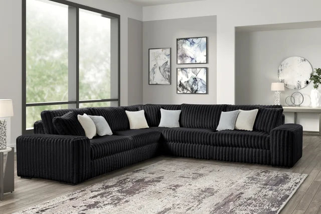 Marshmallow Black  Corduroy Fabric
