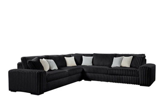 Marshmallow Black  Corduroy Fabric