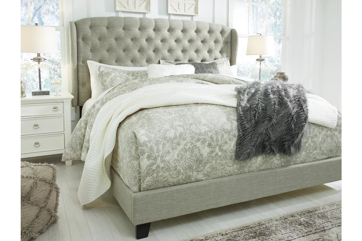 Jerary Upholstered Bed with Tufted Headboard and Shelter Wing