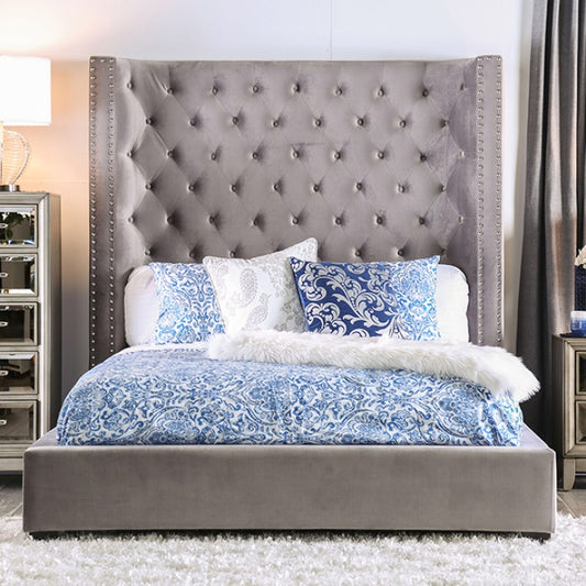 Rosabelle Gray Tufted Bed Frame Queen, King