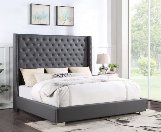 Gray Tufted Bed Frame 6Ft - Queen,King